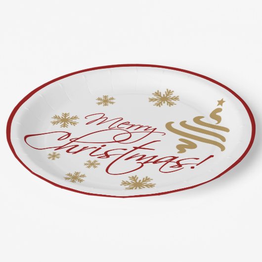 Elegant Simple Merry Christmas Wish Wordart Pappteller (Schrägansicht)