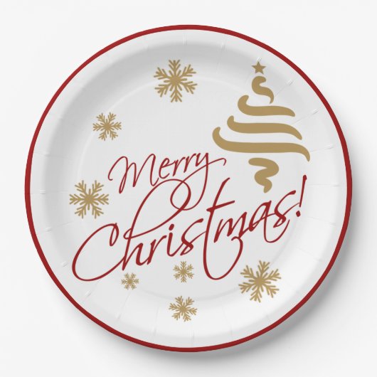 Elegant Simple Merry Christmas Wish Wordart Pappteller (Vorderseite)