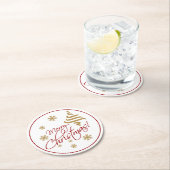 Elegant Simple Merry Christmas Wish Wordart Runder Pappuntersetzer (Vor Ort)