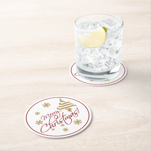 Elegant Simple Merry Christmas Wish Wordart Runder Pappuntersetzer (Vor Ort)