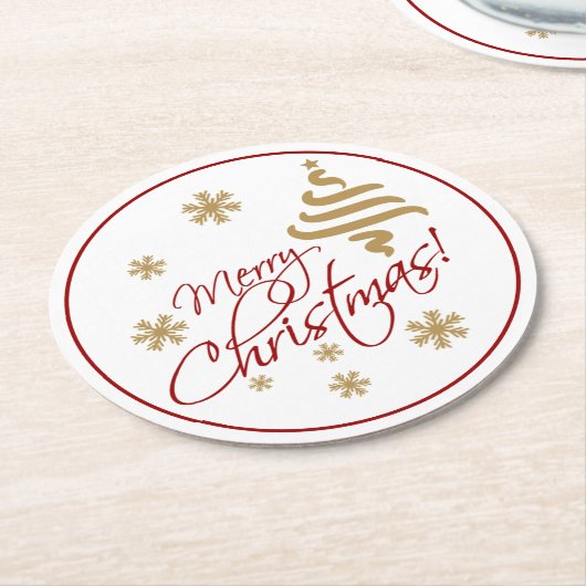Elegant Simple Merry Christmas Wish Wordart Runder Pappuntersetzer (Angewinkelt)