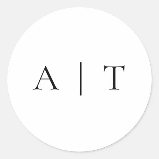 Elegant Simple Minimal Monogram Wedding Runder Aufkleber (Vorderseite)