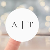 Elegant Simple Minimal Monogram Wedding Runder Aufkleber