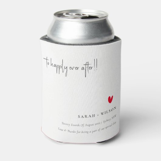 Elegant Simple Minimal Red Heart Script Wedding Dosenkühler (Kanne Rückseite)