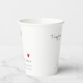 Elegant Simple Minimal Red Heart Script Wedding Pappbecher (Links)