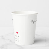 Elegant Simple Minimal Red Heart Script Wedding Pappbecher (Rechts)