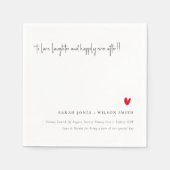 Elegant Simple Minimal Red Heart Script Wedding Serviette (Vorderseite)
