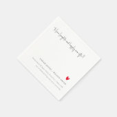 Elegant Simple Minimal Red Heart Script Wedding Serviette (Ecke)