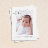 Elegant Simple Minimalistisch Hello Baby Foto Birt Ankündigung