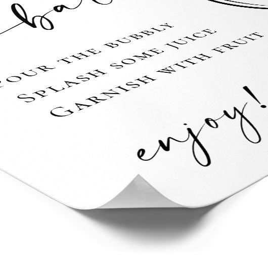 Elegant Simple Minimalistisch Mimosa Bar Wedding Poster (Ecke)