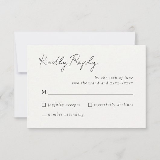 Elegant Simple Mocha Mousse Wedding RSVP Response (Vorderseite)