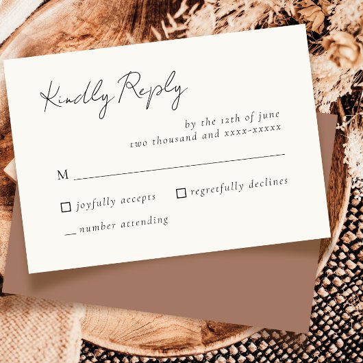 Elegant Simple Mocha Mousse Wedding RSVP Response