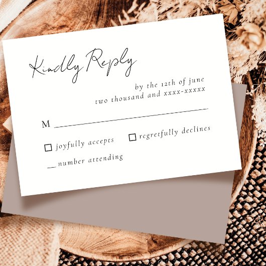 Elegant Simple Mocha Mousse Wedding RSVP Response