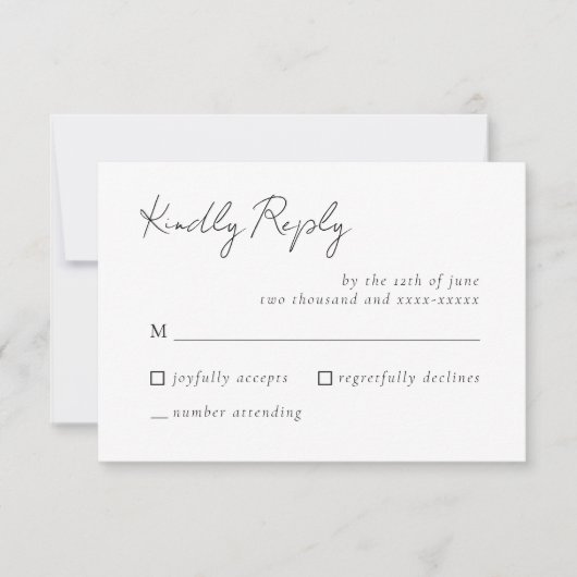 Elegant Simple Mocha Mousse Wedding RSVP Response (Vorderseite)