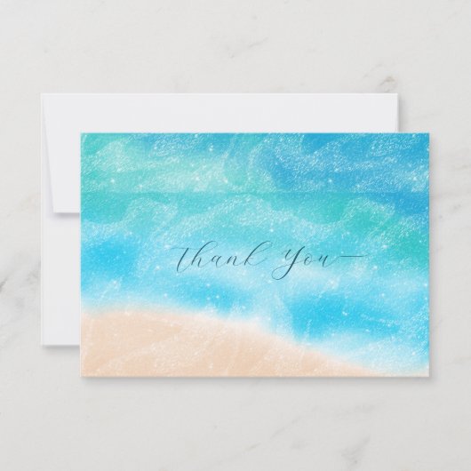 Elegant Simple Modern Beach Wedding Vielen Dank Dankeskarte (Vorderseite)