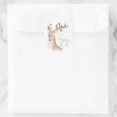 Elegant Simple Modern Cute Reindeer Christmas Runder Aufkleber (Tasche)