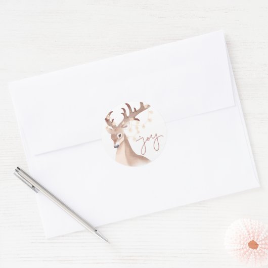 Elegant Simple Modern Cute Reindeer Christmas Runder Aufkleber (Umschlag)