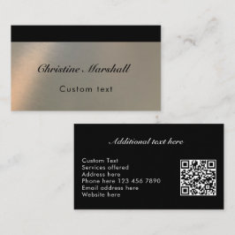 Elegant Simple Modern Faux Brushed Metal QR Code Visitenkarte