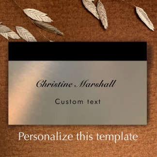 Elegant Simple Modern Faux Brushed Metal QR Code Visitenkarte