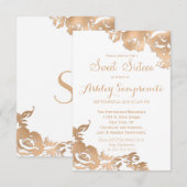 Elegant Simple Modern Gold White Floral Sweet 16 Einladung (Vorne/Hinten)