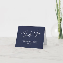 Elegant Simple Modern Handwriting Navy Blue Dankeskarte