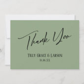 Elegant Simple Modern Handwriting Sage Green Dankeskarte (Vorderseite)