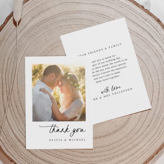 Elegant Simple Modern Handwriting Wedding Dankeskarte