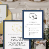 Elegant Simple Modern Navy Blauer feierliche Hochz RSVP Karte