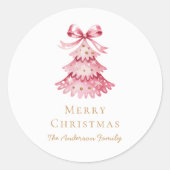 Elegant Simple Modern Pink Christmas Tree  Runder Aufkleber (Vorderseite)