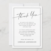 Elegant simple modern script thin border funeral dankeskarte (Vorderseite)