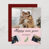 Elegant Simple Moderne neue Jahre Feiertagskarte (Vorne/Hinten)