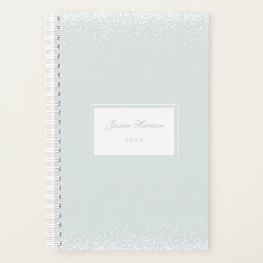 Elegant Simple Monogram Blue Gray White Confetti Planer (Vorderseite)