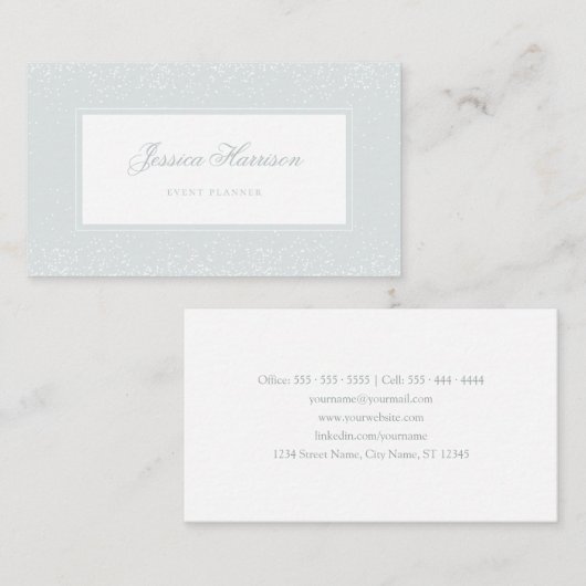 Elegant Simple Monogram Blue Gray White Confetti Visitenkarte (Vorne/Hinten)