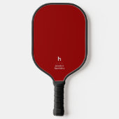 Elegant Simple Monogram Crimson Red Personal Pickleball Schläger (Rückseite)