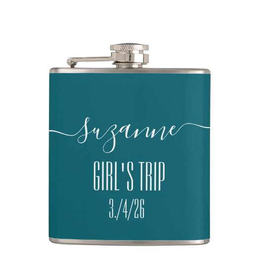 Elegant Simple Monogram Name Girl's trip Flachmann (Vorderseite)