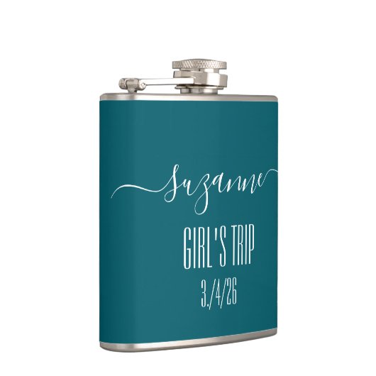 Elegant Simple Monogram Name Girl's trip Flachmann (Rechts)