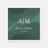 Elegant Simple Monogram Names Green Wedding Serviette (Vorderseite)