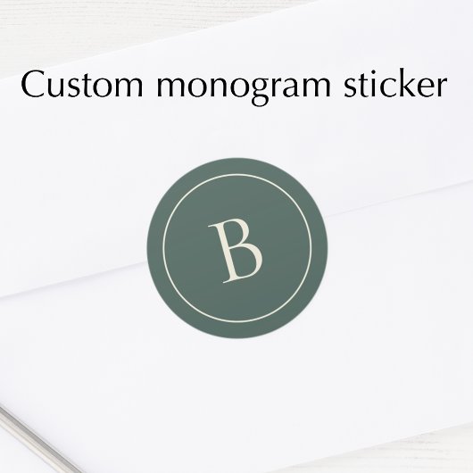 Elegant Simple Monogram Pine Green Envelope Seal Runder Aufkleber
