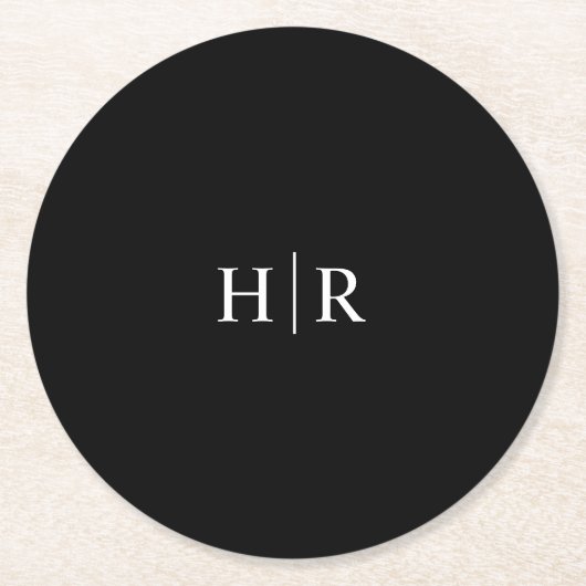Elegant Simple Monogram Runder Pappuntersetzer (Vorderseite)