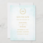 Elegant Simple Monogram Turquoise Wedding Save The Date (Vorderseite)