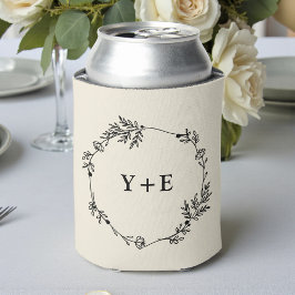 Elegant Simple Natural White Monogrammed Wedding Dosenkühler