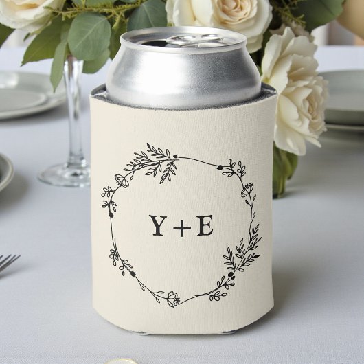 Elegant Simple Natural White Monogrammed Wedding Dosenkühler