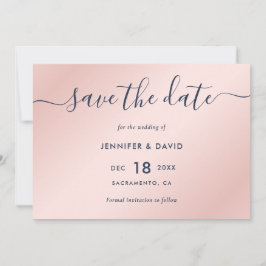 Elegant Simple Navy Blue and Blush Wedding Save The Date