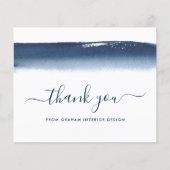 Elegant Simple Navy Blue Budget Danke Karte (Vorderseite)