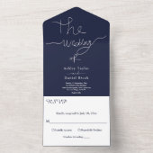 Elegant Simple Navy Blue Delicate Wedding All In One Einladung (Innen Boden)