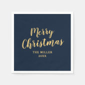 Elegant Simple Navy Blue Frohe Weihnachten Serviette (Vorderseite)