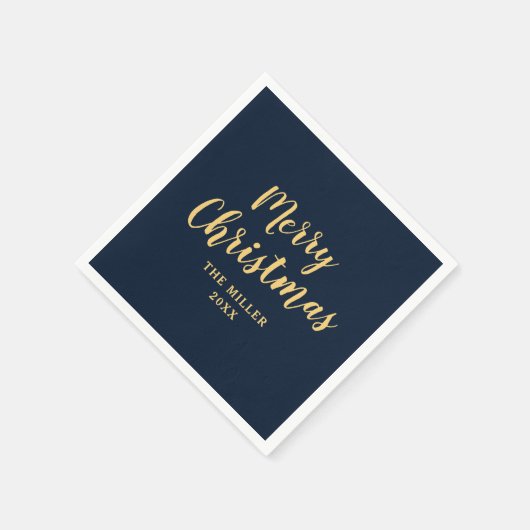 Elegant Simple Navy Blue Frohe Weihnachten Serviette (Ecke)