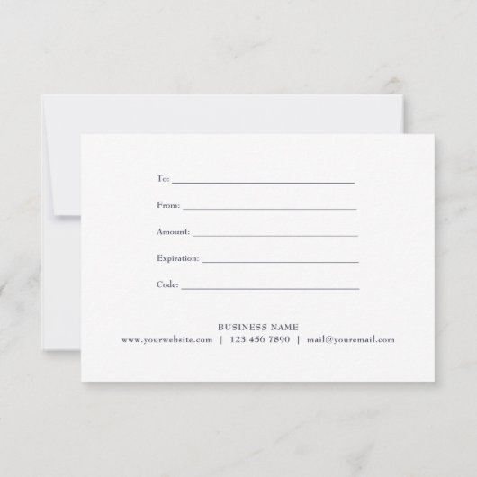 Elegant Simple Navy Blue Gift Certificate (Rückseite)