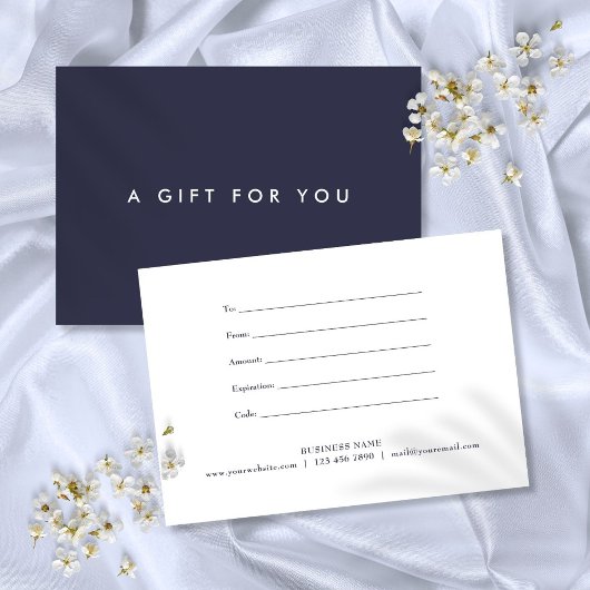 Elegant Simple Navy Blue Gift Certificate