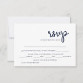 Elegant Simple Navy Blue Wedding RSVP Karte (Vorderseite)